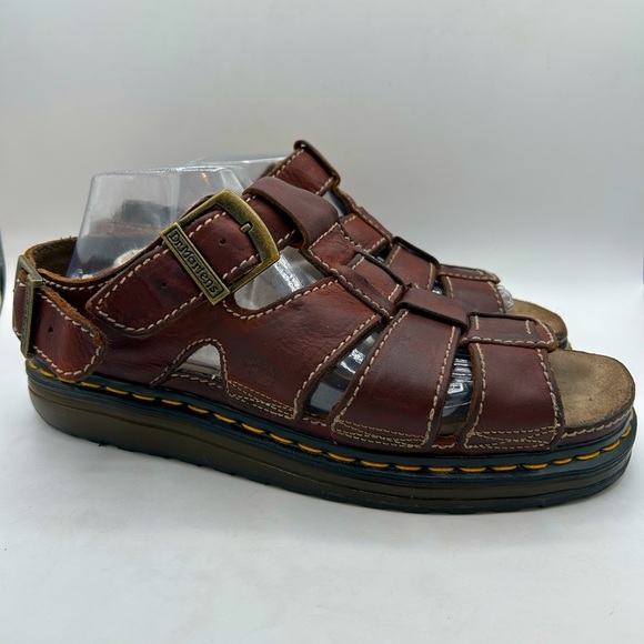 RARE MIE Vintage Dr Martens Fisherman Sandals 90s Brown Leather Mens 12 Y2K - Picture 8 of 17